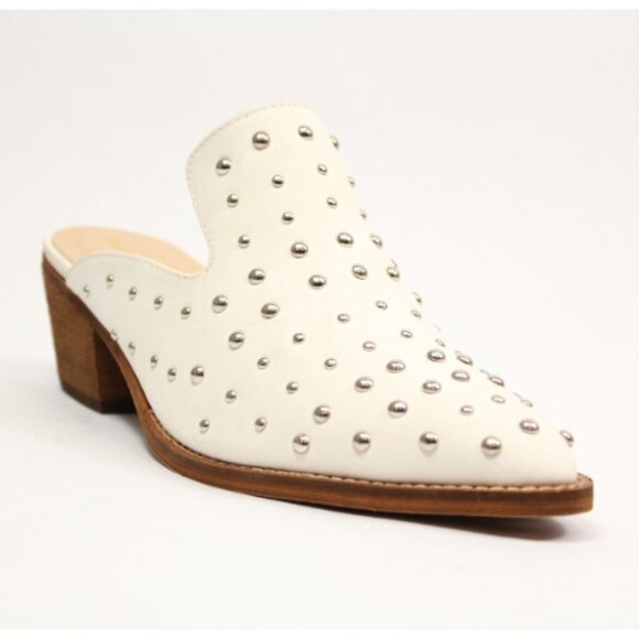 Arider Girl Women Studded Block Heel Mules White Size 6 - Picture 1 of 1